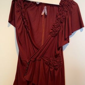 Maroon Anthropologie Top Large